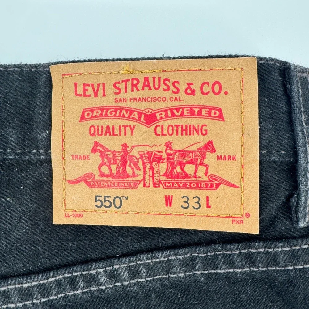 Vintage Levi‎ 550 Jeans Shorts 33 Mens Black Relaxed Fit Denim
